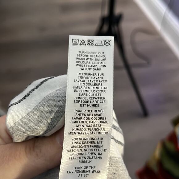 ASOS Gray and White Striped Button Down Cold Shoulder Top Size 10 - Picture 9 of 10